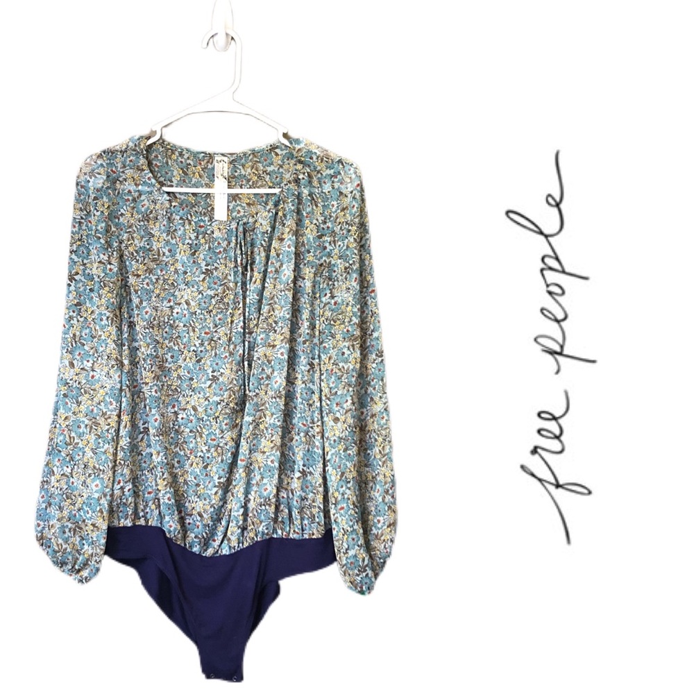 Free People, Sheer Blouse with attached bodysuit